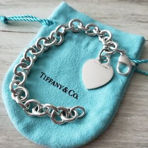 Tiffany & Co sterling silver heart charm bracelet